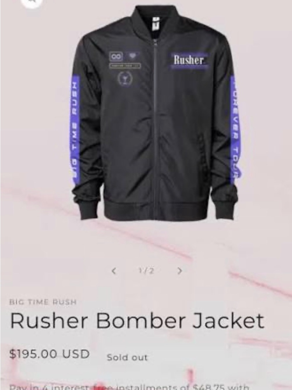 Usher Black Bomber Jacket with Purple Sleeve Accents
